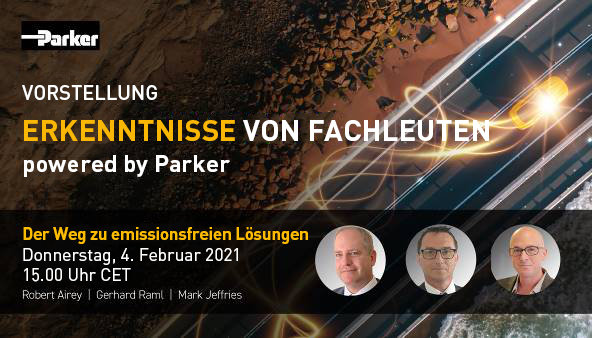 Parker präsentiert den virtuellen TechTalk „Erkenntnisse von Fachleuten“ zu emissionsfreien Lösungen